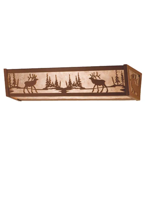 Elk At Lake Four Light Vanity in Rust