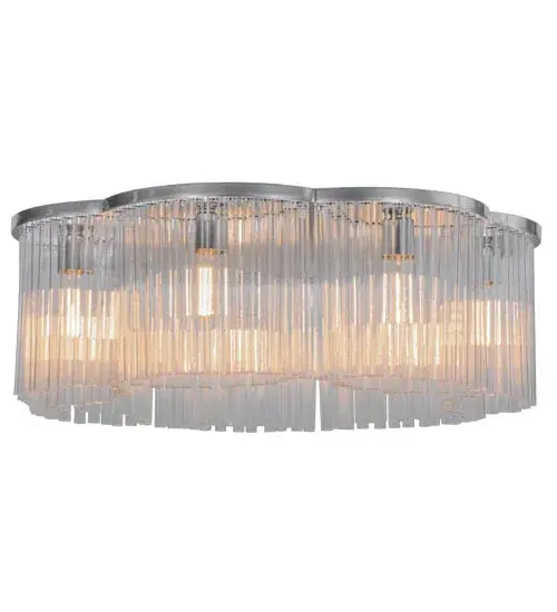 Like multicell storms spouting heavy rainfall clusters; each element illuminates beautifully like a sunshower during a cloudburst. Each of the seven decorative elements features thin straight tubes of Crystal Idalight that surround an Edison-style lamp and is complemented with Extreme Chrome-finished hardware. This stunning ceiling fixture is a centerpiece for any dining or living area in residential and hospitality spaces; from Niagara Falls; New York; to the Waihilau Falls in Hawaii. The Ivela Flushmount is featured in our American-made; American-designed; handcrafted Contemporary Lighting Collection. This fixture is manufactured in Yorkville; New York. UL and cUL listed for dry and damp locations. - alternate view