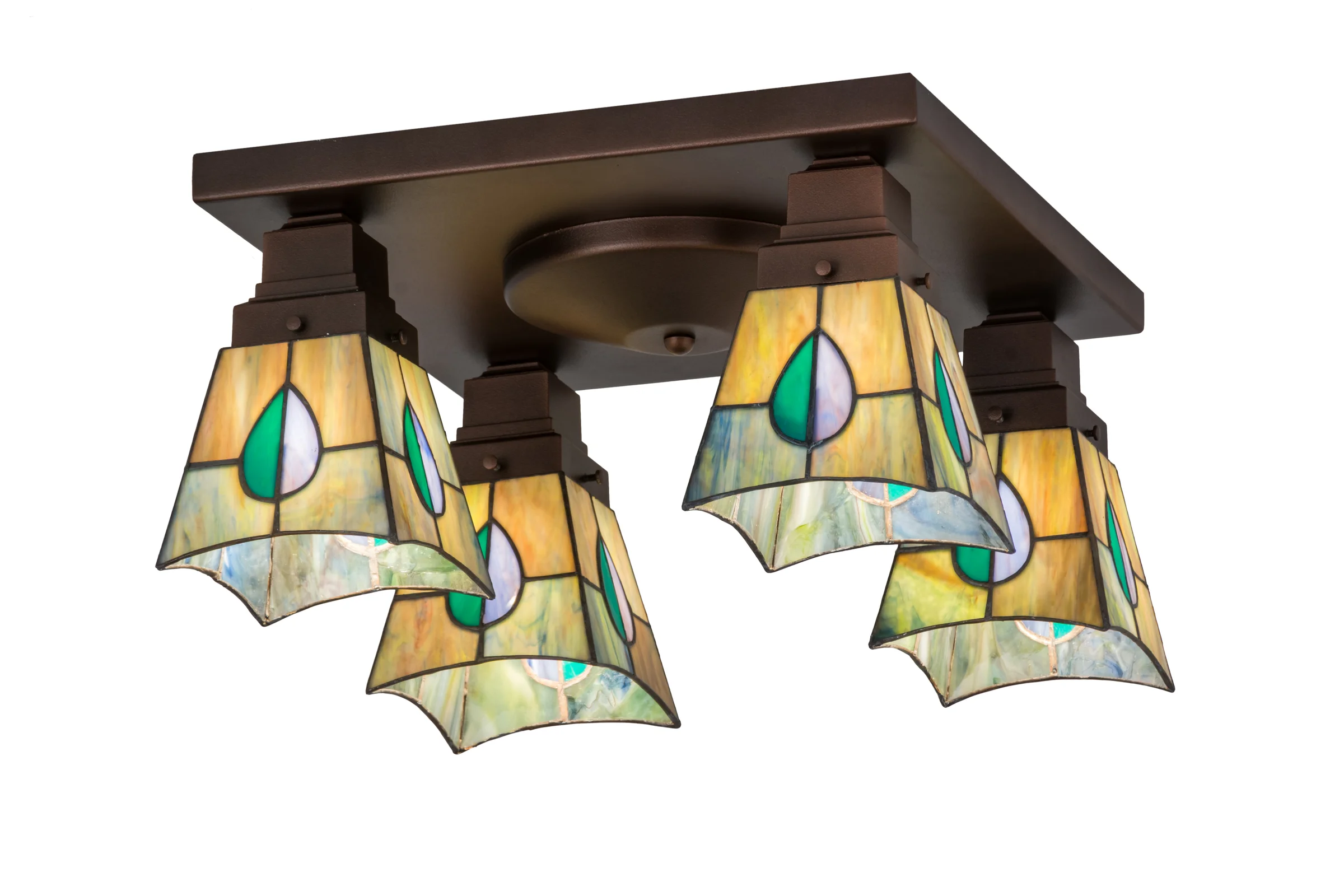 Mackintosh Leaf Four Light Flushmount in Mahogany Bronze