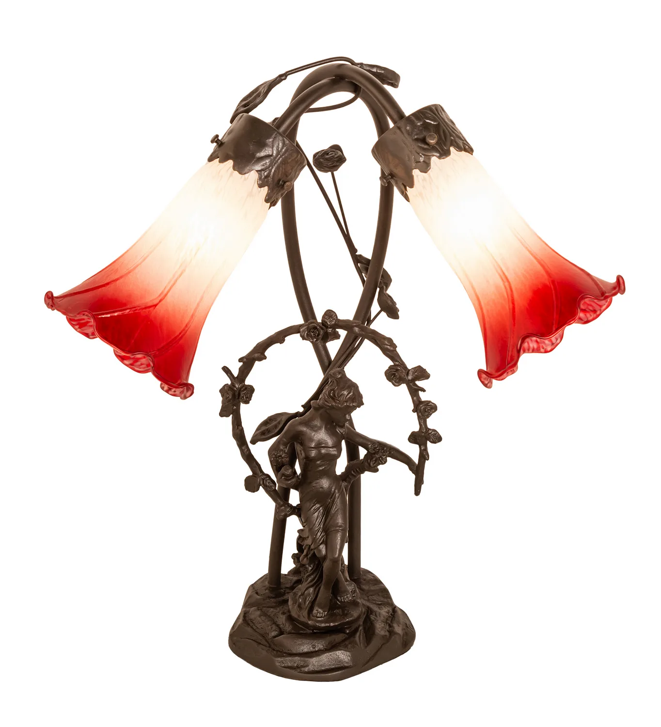 Red/White Two Light Table Lamp in Mahogany Bronze