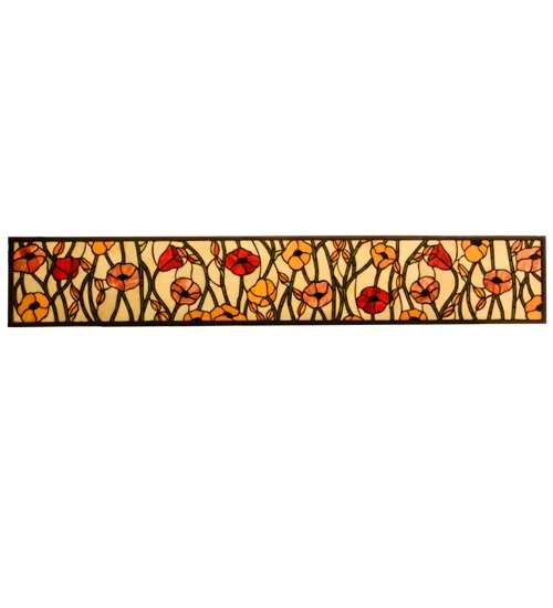 48"W X 9"H Tiffany Poppy Stained Glass Window