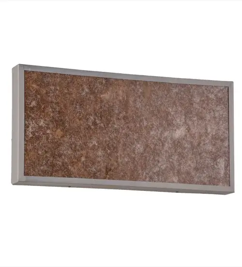 Call it a wall sconce or illuminated artwork for the wall; this decorative lightbox features a thin rectangular profile highlighted with stunning Silver Mica in an abstract design. Handcrafted of aluminum; this lightbox frame features energy-efficient LED lamping for ambient light; energy savings and long life. Custom crafted in the Meyda manufacturing facility in the USA; the lightbox is available in custom colors; styles; sizes and lamping. - alternate view
