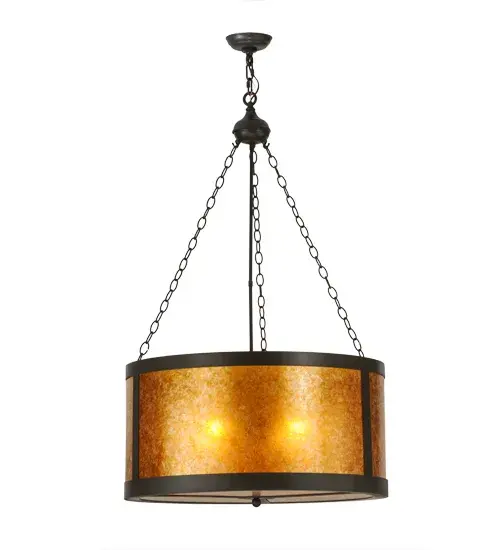 Beautiful ambient light gently diffused by Amber Mica. Inspired by the famous Arts & Crafts Movement. Handsome Timeless Bronze finished hardware and accents.� Hand made by Meyda artisans in the USA in our manufacturing facility in Yorkville; NY.� Custom styles; sizes and colors available.� Energy efficient lamping options. - alternate view
