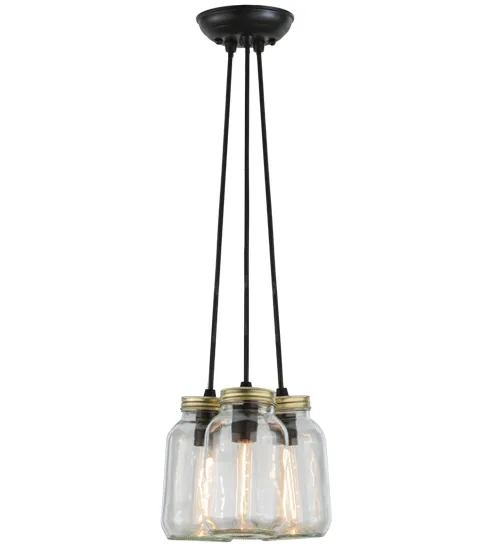 9" Wide Mason Jar 3 Light Pendant