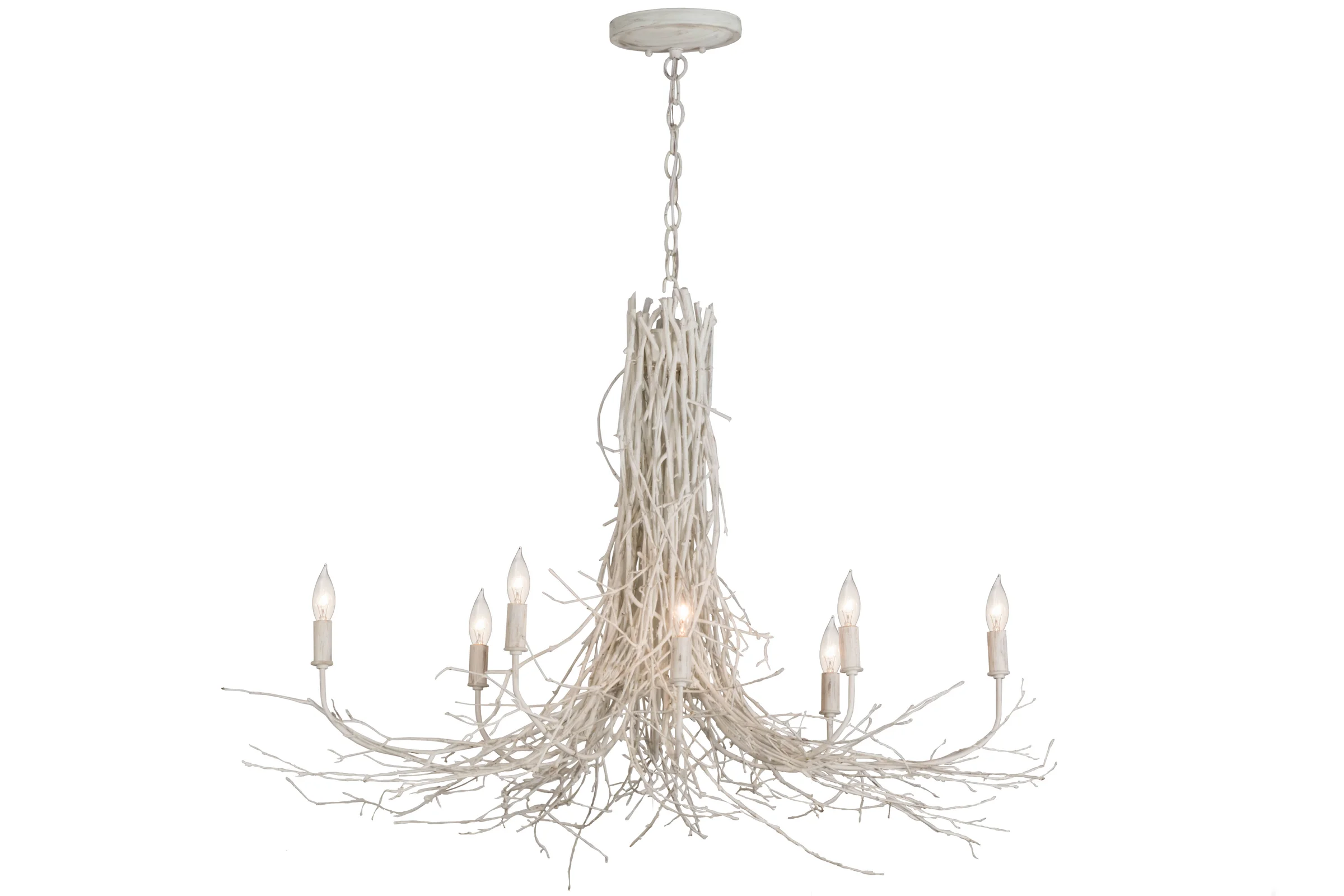 Twigs Eight Light Chandelier in White