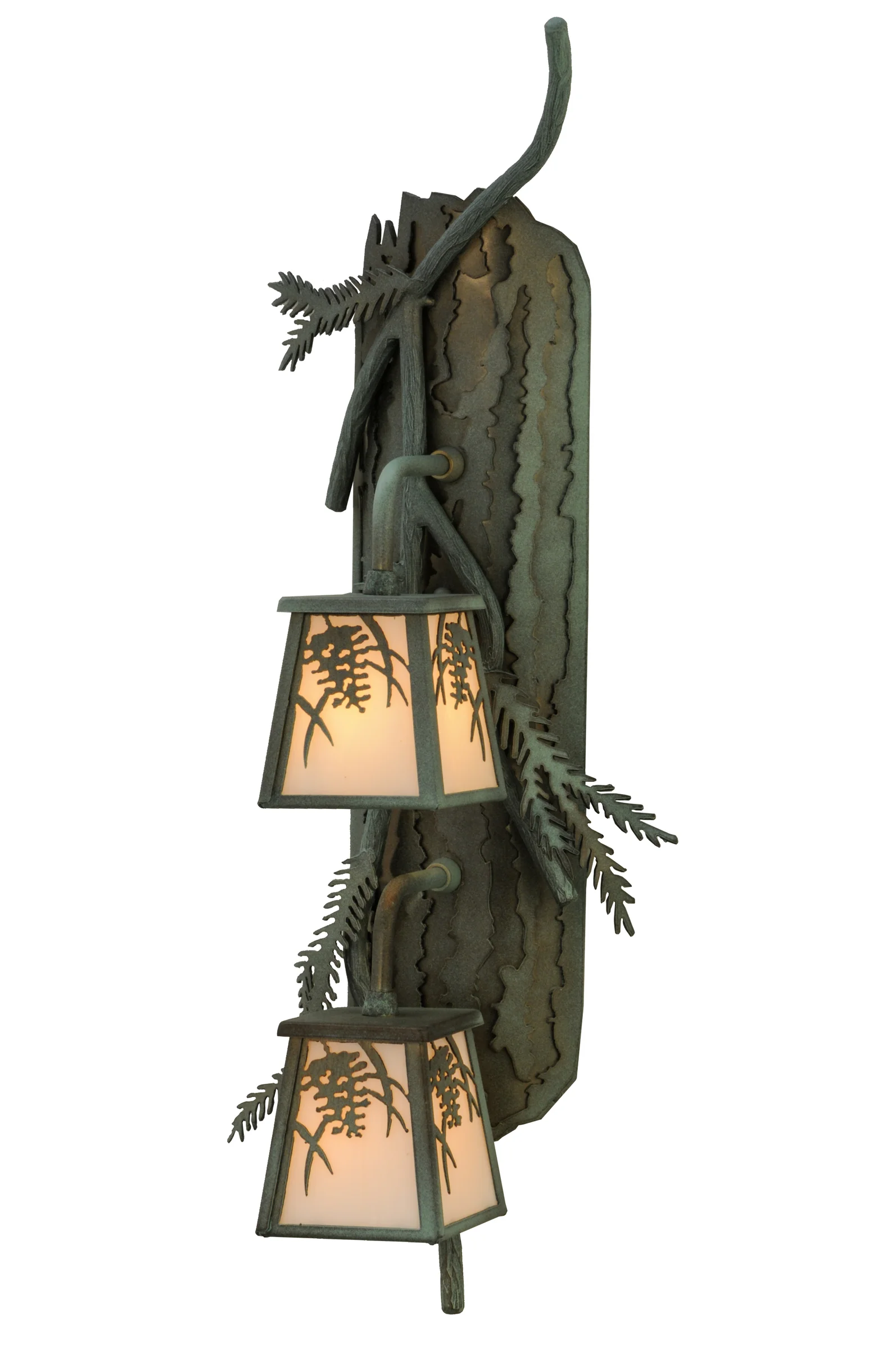 10" Wide Pine Branch Winter Pine 2 Light Wall Sconce