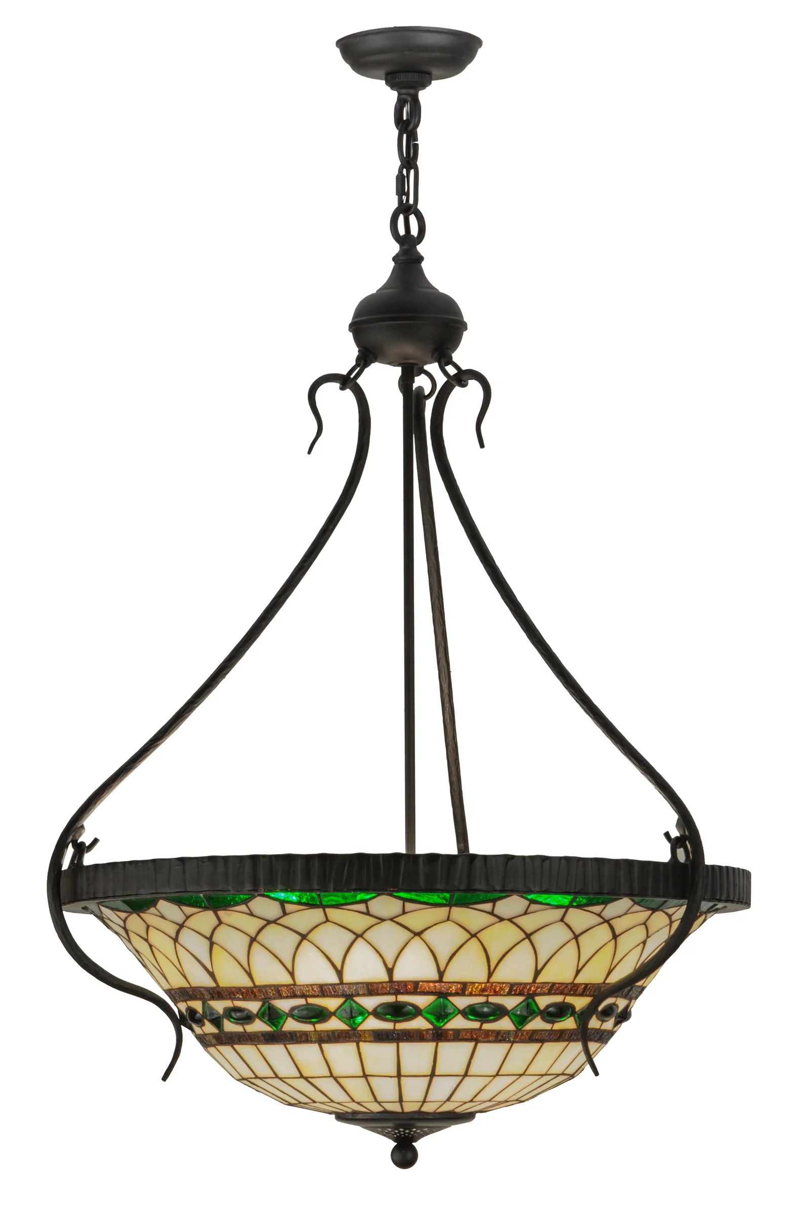 Tiffany Roman Four Light Inverted Pendant in Costello Black