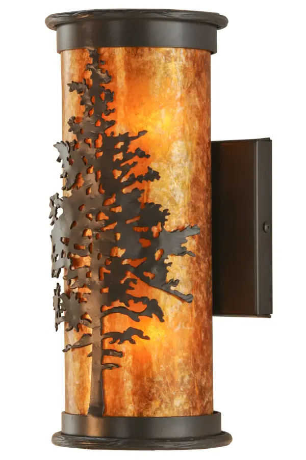 A majestic Tamarack tree is highlighted as the brilliant sun shines in the late morning sky. The Amber Mica diffuser complements decorative accents, frame and hardware featured in a warm Timeless Bronze finish. Custom crafted by highly skilled artisans, the curved wall fixture is created in our manufacturing facility at the foothills of the spectacular Adirondack Mountains in the USA. Custom styles, sizes and colors are available, as well as dimmable lamping options such as LED. The sconce is UL and cUL listed for damp and dry locations. Collection: Tamarack Finish: Timeless Bronze Glass: Amber Mica Width: 5.00" Height: 12.00" Length: 5.75" Weight: 3.50 lb Extension from Wall: 5.75" Number of Bulbs: 2 Maximum Wattage: 60.00 W Bulb Type: A19 Bulb Base: E26 Material: Steel Country of Origin: USA Safety Listing: Damp Safety Rating: Damp