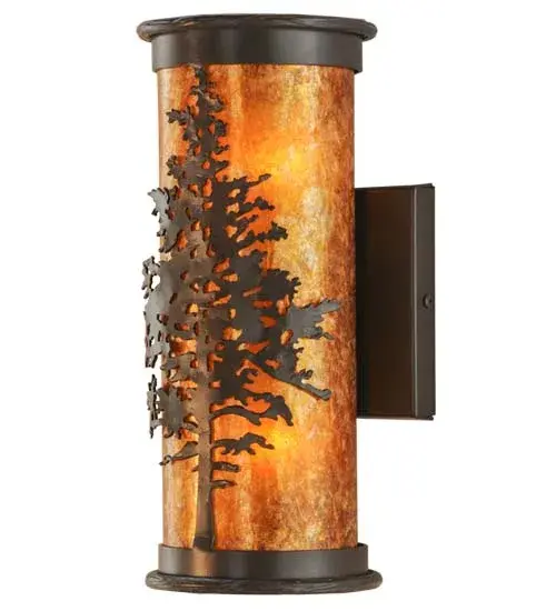 A majestic Tamarack tree is highlighted as the brilliant sun shines in the late morning sky. The Amber Mica diffuser complements decorative accents, frame and hardware featured in a warm Timeless Bronze finish. Custom crafted by highly skilled artisans, the curved wall fixture is created in our manufacturing facility at the foothills of the spectacular Adirondack Mountains in the USA. Custom styles, sizes and colors are available, as well as dimmable lamping options such as LED. The sconce is UL and cUL listed for damp and dry locations. Collection: Tamarack Finish: Timeless Bronze Glass: Amber Mica Width: 5.00" Height: 12.00" Length: 5.75" Weight: 3.50 lb Extension from Wall: 5.75" Number of Bulbs: 2 Maximum Wattage: 60.00 W Bulb Type: A19 Bulb Base: E26 Material: Steel Country of Origin: USA Safety Listing: Damp Safety Rating: Damp - alternate view