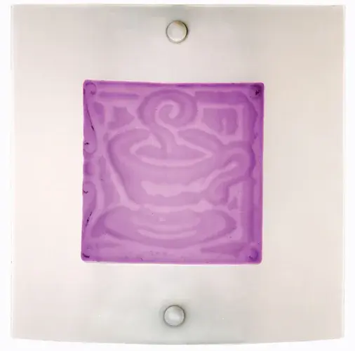 Wake up to a steaming hot cup of Caffe Metro Fusion ADA compliant wall sconce. Hot cast Lavender glass is fused to clear glass. This three dimensional sconce shade is suspended by Nickel finished powder coated hardware. Designed and created by Meyda artists and craftsmen for a fun, unique fixture. Collection: Metro Fusion Finish: Nickel Glass: Clear/Purple Bas Relief Width: 11.00" Height: 11.00" Length: 3.25" Weight: 3.00 lb Extension from Wall: 3.25" Number of Bulbs: 1 Maximum Wattage: 60.00 W Bulb Type: T10 Bulb Base: E26 Material: Steel Country of Origin: USA Safety Listing: Dry Safety Rating: Dry