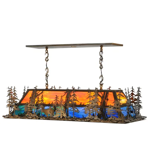 50" Long Deer Through the Trees Oblong Pendant