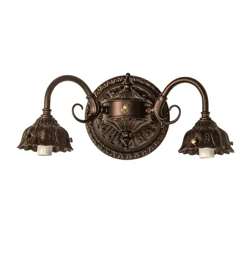 Elegant with a graceful design... This Victorian wall sconce hardware features a decorative style adorned with floral accents and two curved arms finished in Mahogany Bronze. It is compatible with most shades ranging from six to nine inches wide. The Victorian Wall Sconce Hardware is included in our American designed; handcrafted Victorian Hardware Collection. It is UL and cUL listed for dry and damp locations.