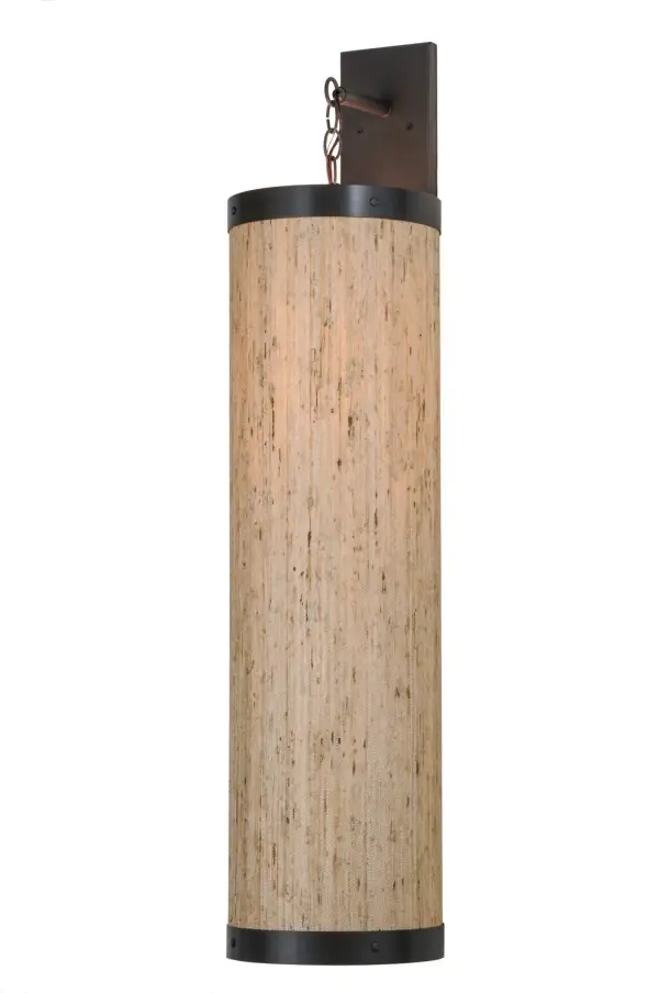 Designed with round profiles and a clean casual look. This appealing and versatile wall sconce defines an appealing aesthetic. The Tweed Beige Textrene shade is complemented with a frame and hardware featured in a Timeless Bronze finish. Handcrafted by highly skilled artisans in our 180,000 square foot manufacturing facility in Yorkville, New York. UL and cUL listed for dry and damp locations however we do not recommend installing it in spaces that experience a large amount of moisture due to the fabric shade. Collection: Cilindro Finish: Timeless Bronze Glass: Arrow Root Textrene Width: 10.00" Height: 42.00" Length: 12.00" Weight: 8.00 lb Extension from Wall: 12.00" Number of Bulbs: 1 Maximum Wattage: 60.00 W Bulb Type: T8 Bulb Base: E26 Material: Steel Country of Origin: USA Safety Listing: Damp Safety Rating: Damp