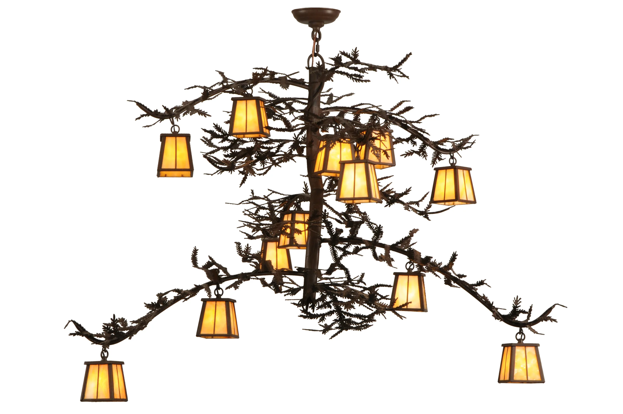 Pine Branch 12 Light Chandelier in Caf Noir