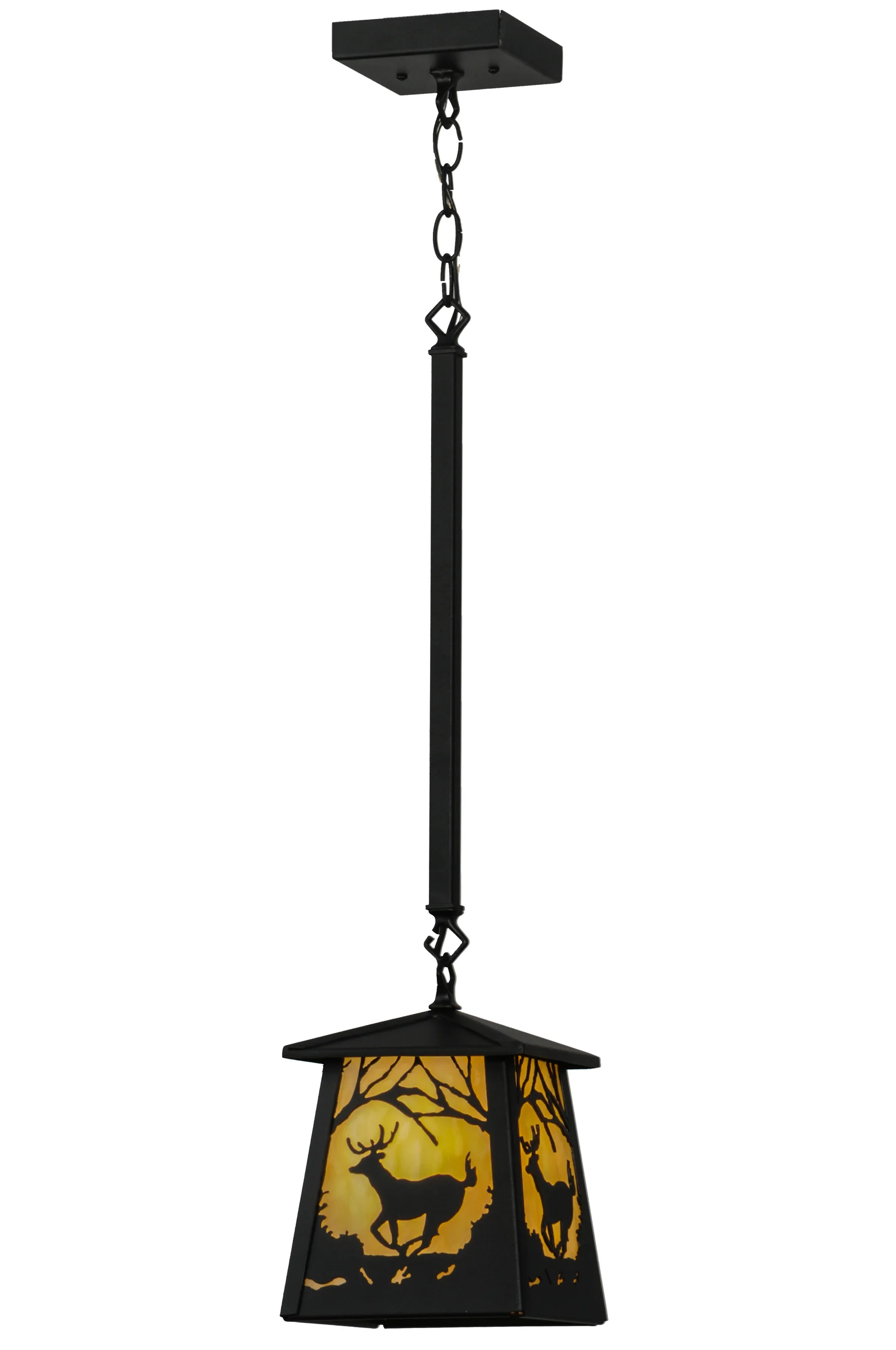 Deer At Dawn One Light Mini Pendant in Textured Black