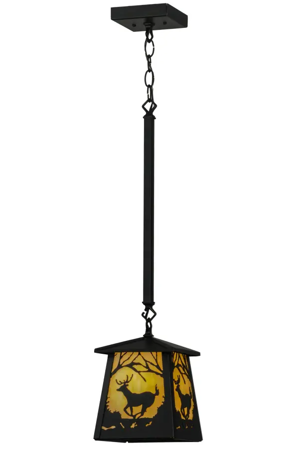 Every Meyda Tiffany item is a unique handcrafted work of art. Natural variations in the wide array of materials that we use to create each Meyda product make every item a masterpiece of its own. Photographs are a general representation of the product. Colors and designs will vary. Collection: Deer At Dawn Finish: Textured Black Glass: Beige Art Glass Width: 10.00" Height: 33.00" Length: 7.00" Weight: 8.00 lb Number of Bulbs: 1 Maximum Wattage: 60.00 W Bulb Type: A19 Bulb Base: E26 Material: Steel Country of Origin: USA Safety Listing: Damp Safety Rating: Damp