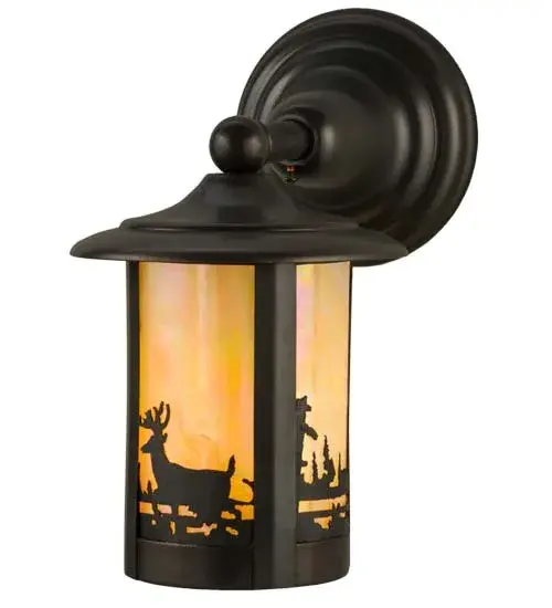 Handcrafted from Solid Brass with alluring beauty. This stunning Craftsman Signature lantern features a Beige Iridescent Glass diffuser enhanced with a Graceful Deer design in a Craftsman Brown finish. The wall sconce is perfect for illuminating indoor and outdoor locations in fine homes; hotels; restaurants; and other residential and commercial spaces. The Fulton Deer Creek Pendant is included in our American-made; American-designed; handcrafted Craftsman Signature Series; manufactured in Yorkville; New York. UL and cUL listed for dry; damp and wet locations. Our Build Your Own Craftsman Signature Series features unlimited combinations of styles. The collection is called Build Your Own because it is fully configurable and customizable from size and design to finish and lens color. Choose from any of the multitude of style options; or send us your own concept today! Call today to learn how to use the configuration tool available on our website for an instant item number! - alternate view