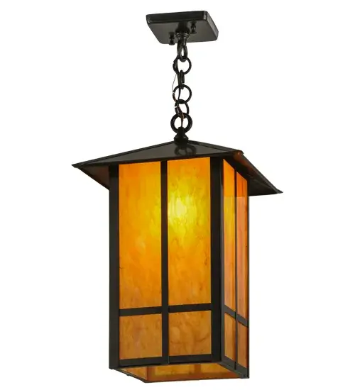 Created from Solid Brass for indoor and outdoor lighting applications. A Crossbar design is depicted on this handsome American Craftsman lantern style ceiling pendant. This stunning fixture is finished in Craftsman Brown and features Ambra Siena Idalight diffuser panels. Domestically Produced in our 180;000 square foot manufacturing facility in Yorkville; New York. This Build Your Own lighting series offers fully configurable combinations of lantern styles; functions; fixture sizes and metal finishes to meet your lighting needs. UL and cUL listed for dry; damp and wet locations. - alternate view