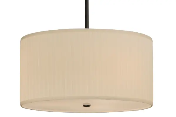 Designed with a stunning, round profile that fits into residential and commercial settings, this pendant defines a distinctive sophisticated aesthetic. The White Moire Silk pleated shade is complemented with hardware featured in a Solar Black finish and enhanced with a Statuario Idalight bottom diffuser. Handcrafted in the USA, this fixture is available in custom colors, styles and sizes, as well as dimmable energy efficient lamping options such as LED. The pendant is UL and cUL listed for damp and dry locations. Collection: Cilindro Finish: Solar Black Glass: White Moire Silk/Statuario Idalight Width: 24.00" Height: 14.00" Length: 24.00" Weight: 10.00 lb Extension from Wall: 4.50" Number of Bulbs: 3 Maximum Wattage: 60.00 W Bulb Type: A19 Bulb Base: E26 Material: Steel Country of Origin: USA Safety Listing: Damp Safety Rating: Damp