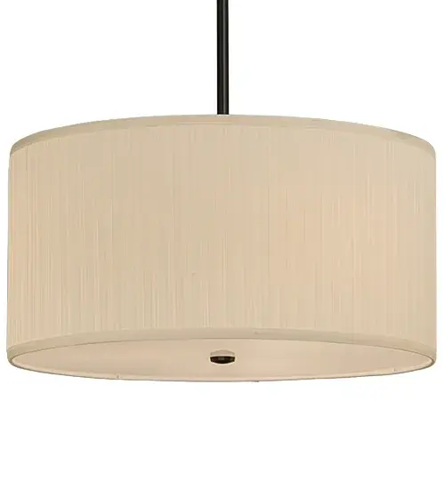 Designed with a stunning, round profile that fits into residential and commercial settings, this pendant defines a distinctive sophisticated aesthetic. The White Moire Silk pleated shade is complemented with hardware featured in a Solar Black finish and enhanced with a Statuario Idalight bottom diffuser. Handcrafted in the USA, this fixture is available in custom colors, styles and sizes, as well as dimmable energy efficient lamping options such as LED. The pendant is UL and cUL listed for damp and dry locations. Collection: Cilindro Finish: Solar Black Glass: White Moire Silk/Statuario Idalight Width: 24.00" Height: 14.00" Length: 24.00" Weight: 10.00 lb Extension from Wall: 4.50" Number of Bulbs: 3 Maximum Wattage: 60.00 W Bulb Type: A19 Bulb Base: E26 Material: Steel Country of Origin: USA Safety Listing: Damp Safety Rating: Damp - alternate view