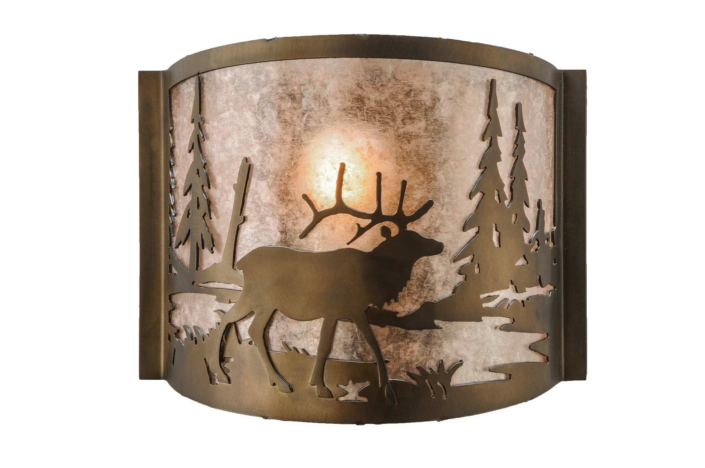 Elk At Lake One Light Wall Sconce in Antique Copper