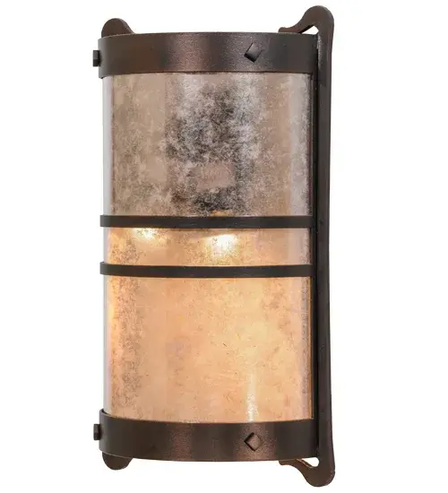 A stunning; curvaceous wall sconce... Durbano features a handsome Silver Mica lens; which is enhanced with a Mahogany Bronze finish. This wall luminaire is ideal for use in hallways; dining areas; and living spaces in residential and hospitality settings. It is perfect for homes and restaurants from the Blue Ridge Mountains in North Carolina; Keene; New Hampshire; and Cincinnati; Ohio. The Durbano Wall Sconce is included in our American-made; American-designed; handcrafted Rustic Craftsman Lighting Collection and manufactured in Yorkville; New York. UL and cUL listed for dry; damp; and wet locations; however; we do not recommend placing it in outdoor spaces that encounter high winds and extreme weather; as the mica diffuser can diminish over time. Glass or Idalight is usually recommended for outdoor locations with harsh conditions. - alternate view