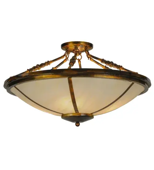 Bring a stunning transitional look into a fine home; hospitality or commercial setting with this architecturally styled ceiling fixture. Designed with a stunning Creme Carrare Idalight diffuser; Commerce is enhanced with Light Burnished Transparent Gold finished hardware. The fixture is perfect for ambient illumination in a variety of rooms. The semi-flushmount is handcrafted in the USA and available in custom styles; sizes; designs and dimmable lamping options such as LED. The ceiling fixture is UL and cUL listed for damp and dry locations.