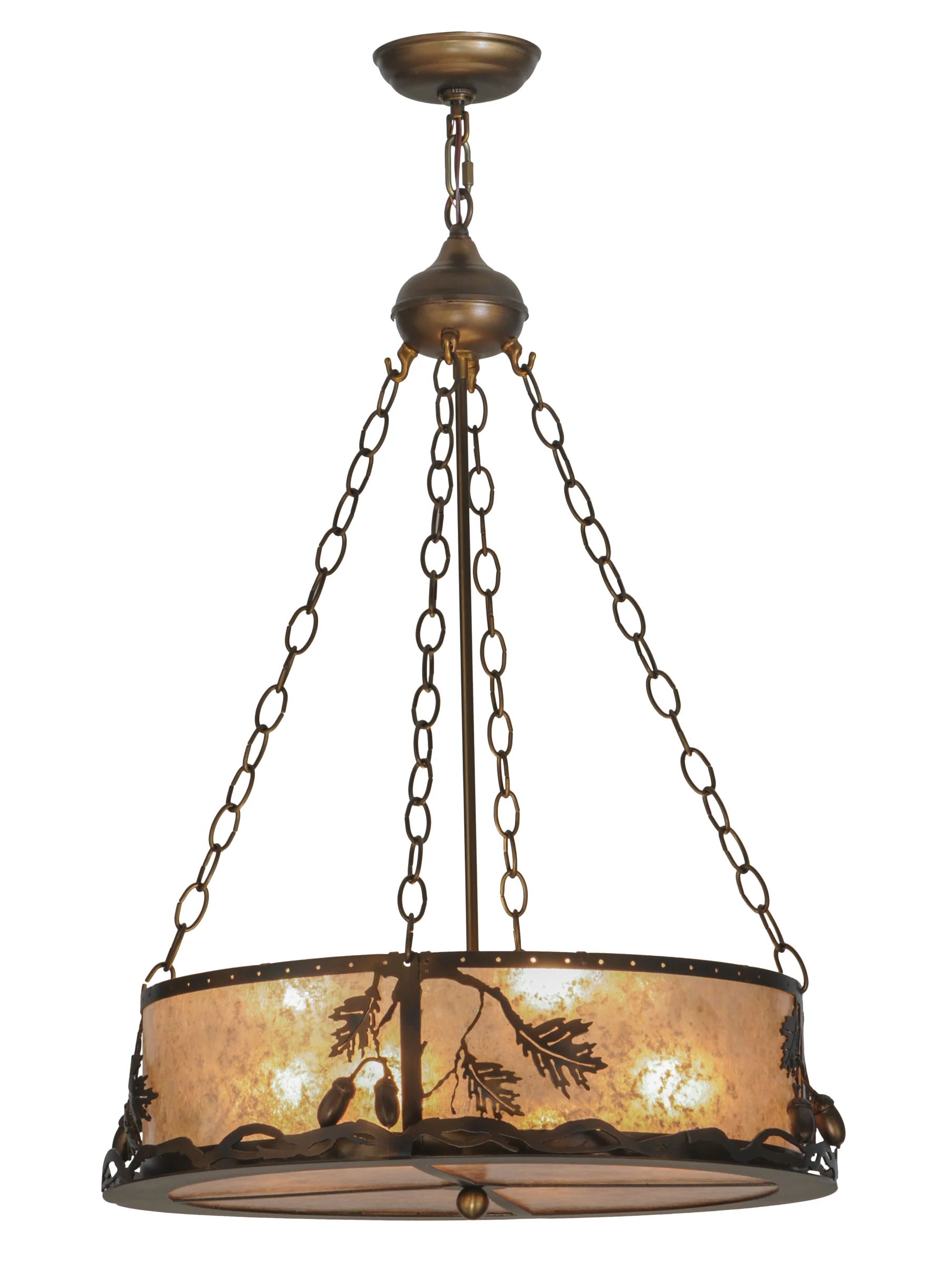 Oak Leaf & Acorn Eight Light Inverted Pendant in Dark Burnished Antique Copper