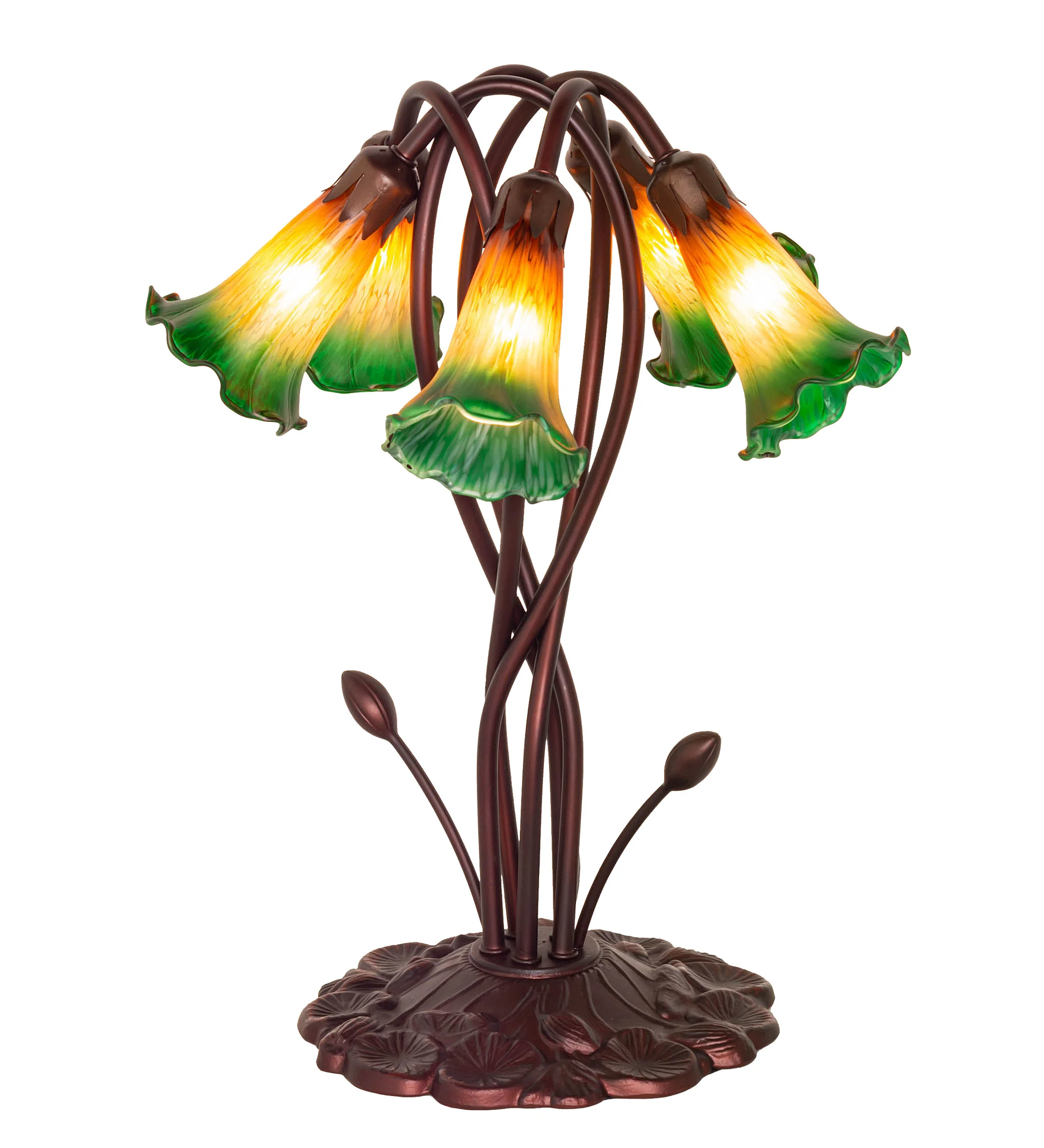 Amber/Green Five Light Accent Lamp in Mahogany Bronze