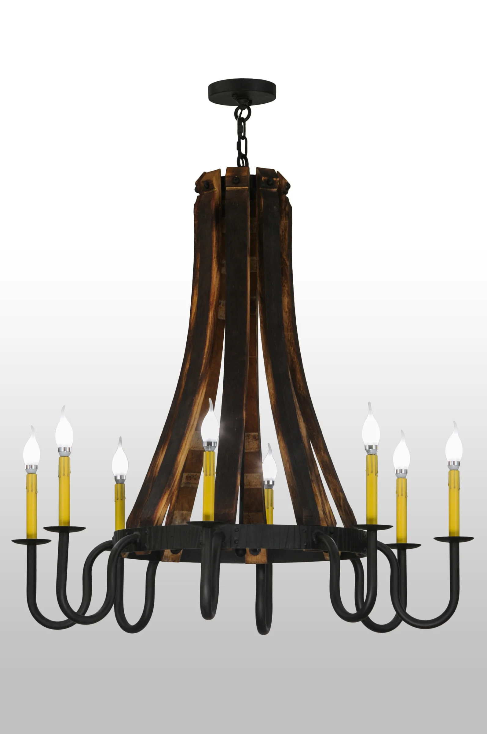 Barrel Stave Eight Light Chandelier in Costello Black