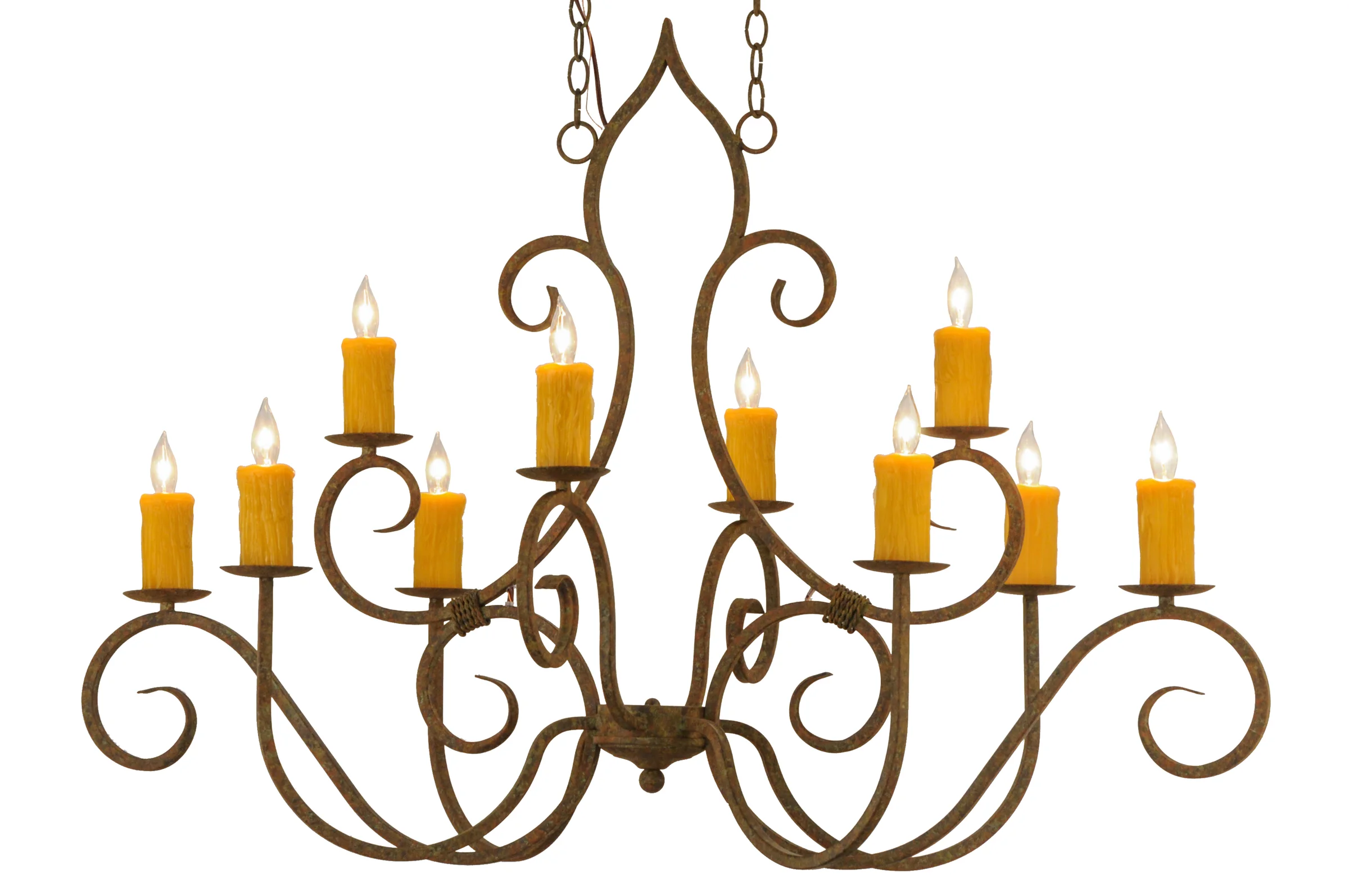 Clifton Ten Light Chandelier in Organic Rust