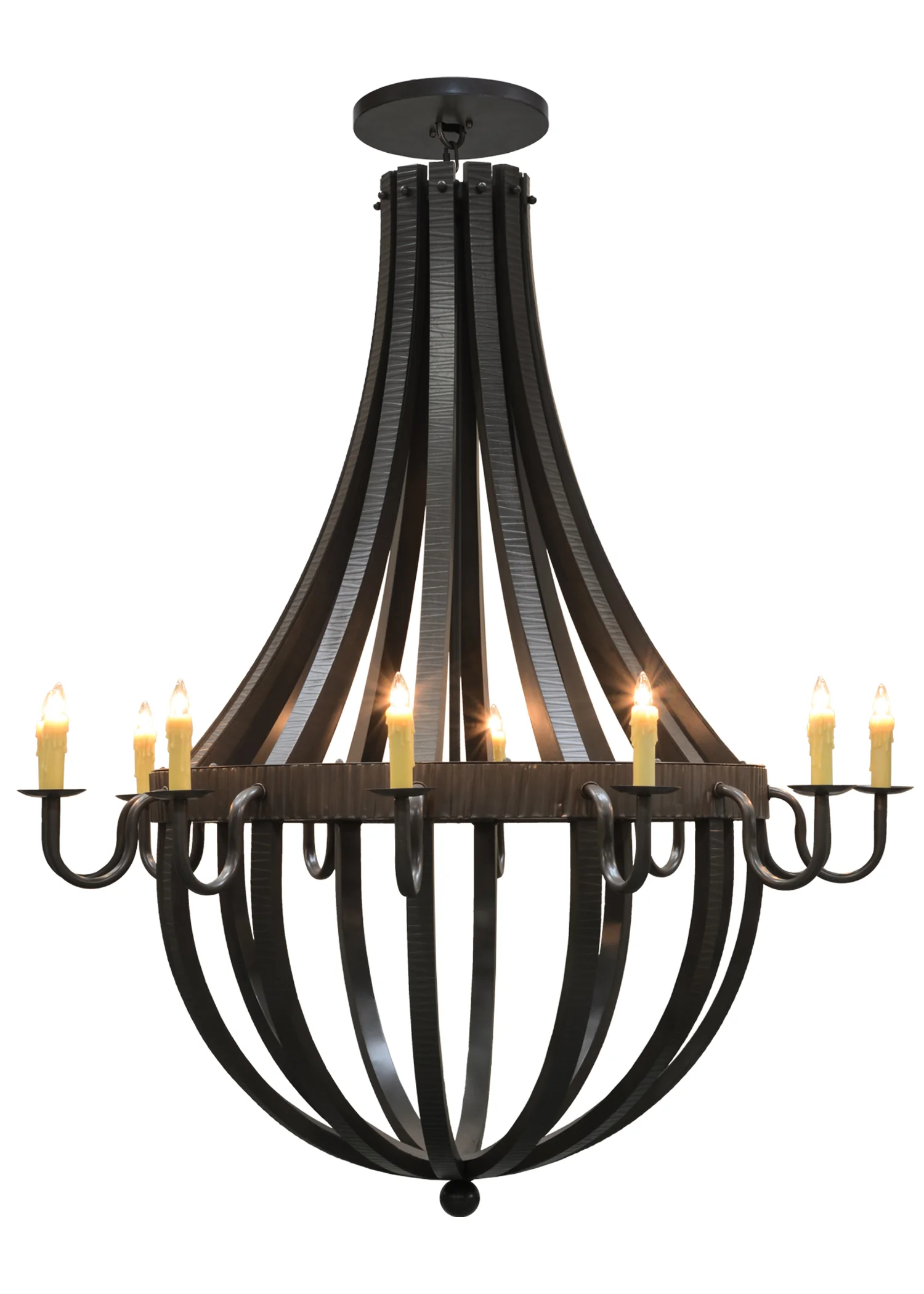 Barrel Stave 12 Light Chandelier in Timeless Bronze