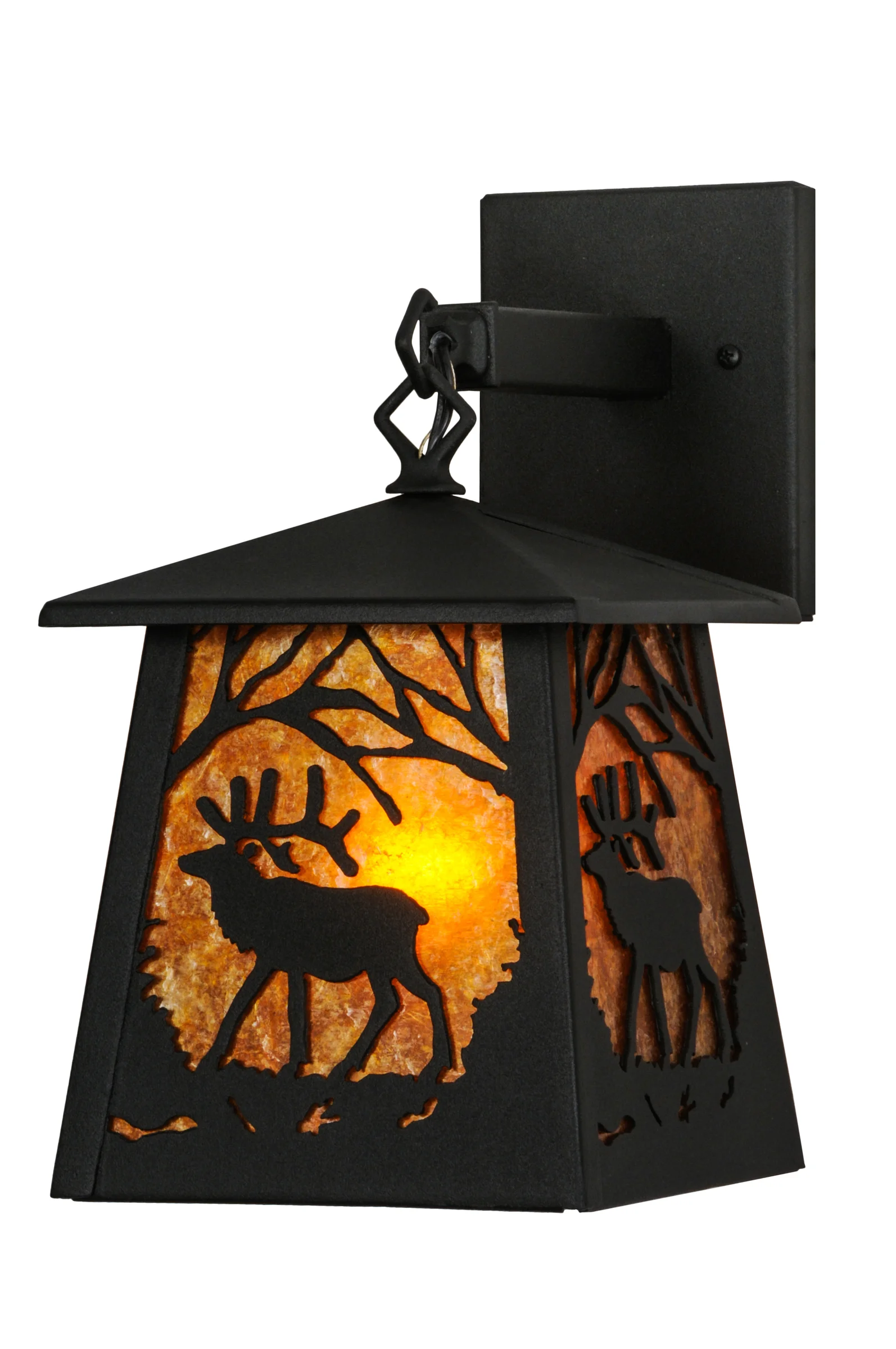 Elk At Dawn One Light Wall Sconce in Textured Black