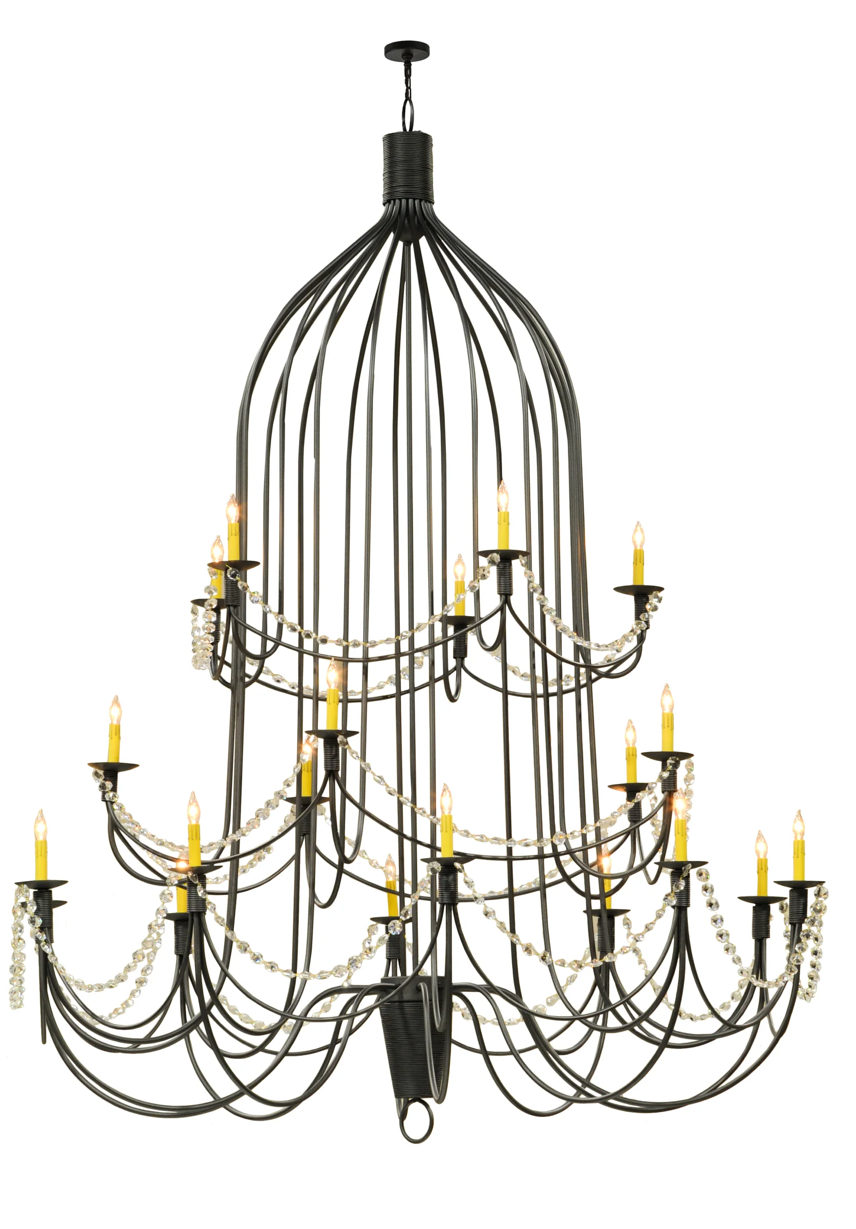 Bell 20 Light Chandelier in Wrought Iron