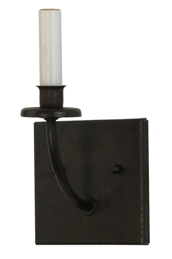 A classic traditional-style single-light wall sconce Earby is a minimalistic lighting design that reveals classic styling and handcrafted construction. The shapely lantern features an Ivory faux candlelight and delicately curved arm and bobeche that embrace a square wallplate offered in a Dark Roast finish. The Earby Wall Sconce is included in our American-made, American-designed, handcrafted Traditional Lighting Collection. It was manufactured in Yorkville, New York. UL and cUL are listed for dry and damp locations. Collection: Earby Finish: Dark Roast Glass: Chocolate,White,Black Metal Finish Width: 5.00" Height: 9.50" Length: 5.50" Weight: 1.00 lb Extension from Wall: 5.50" Number of Bulbs: 1 Maximum Wattage: 60.00 W Bulb Type: BA9 Bulb Base: E12 Material: Steel Country of Origin: USA Safety Listing: Damp Safety Rating: Damp