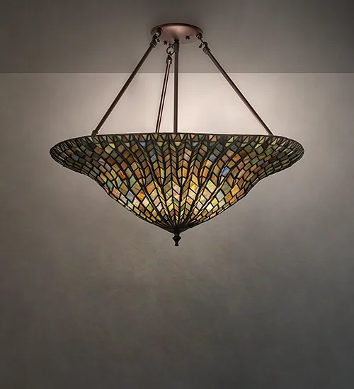 24" Wide Tiffany Lotus Leaf Semi-Flushmount