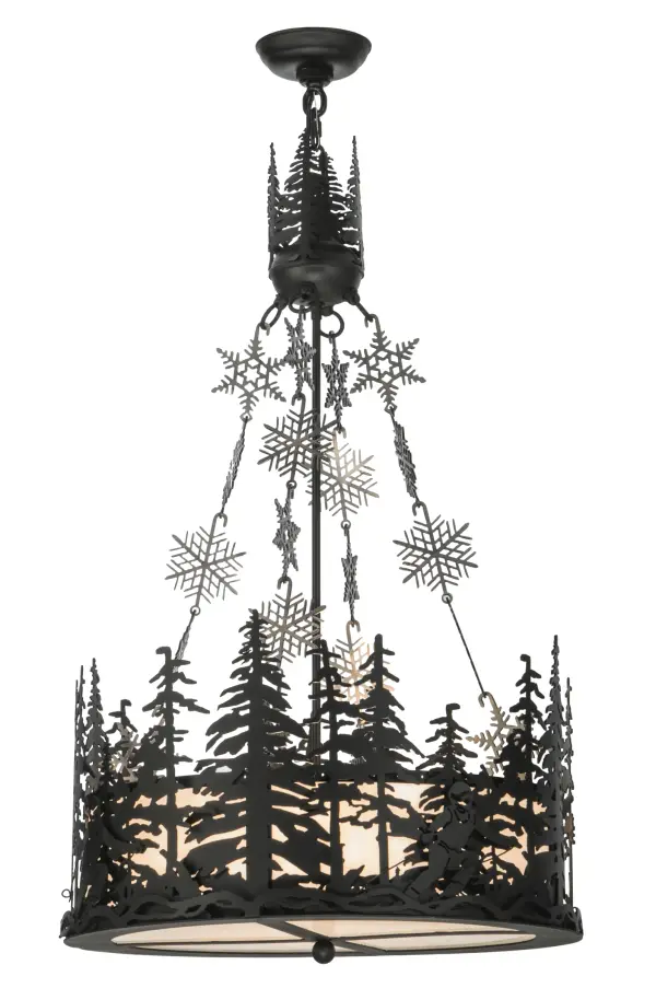 A winter skier slaloms down the slopes on fresh; bright winter powder during this epic skiing event. Warm ambient lighting is diffused beautifully through this lens crafted of Statuario Idalight panels. The frame; hardware and snowflakes are finished in Black. Handcrafted in the Meyda manufacturing facility; located at the foothills of the Adirondack Mountains; not far from Lake Placid; home of the 1932 and 1980 Winter Olympics. Custom designs available; as well as energy efficient lamping options. UL and cUL listed for damp and dry locations.