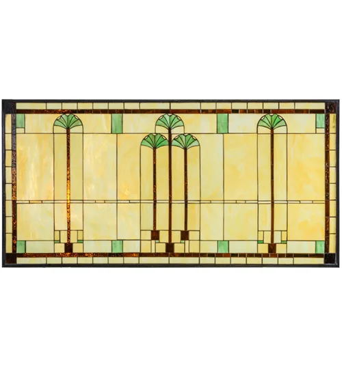60"W X 30"H Ginkgo Stained Glass Window