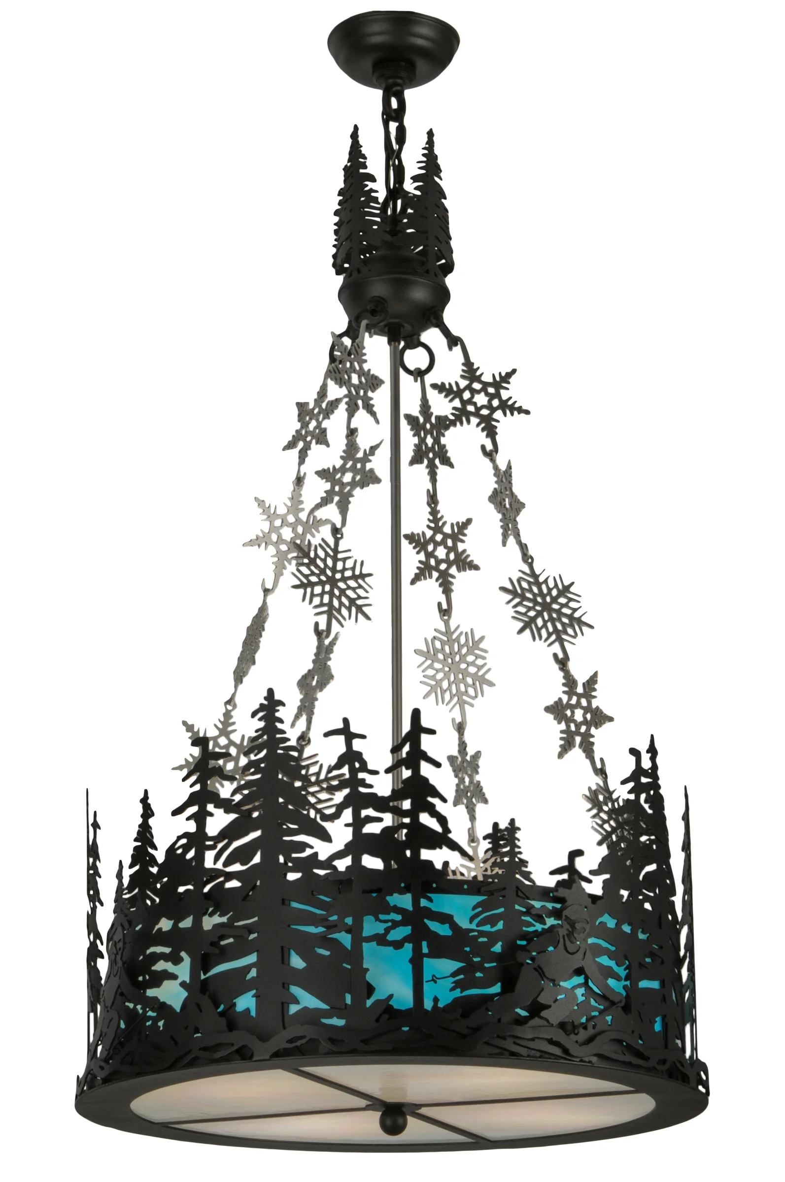 Alpine Four Light Inverted Pendant in Textured Black & Nickel