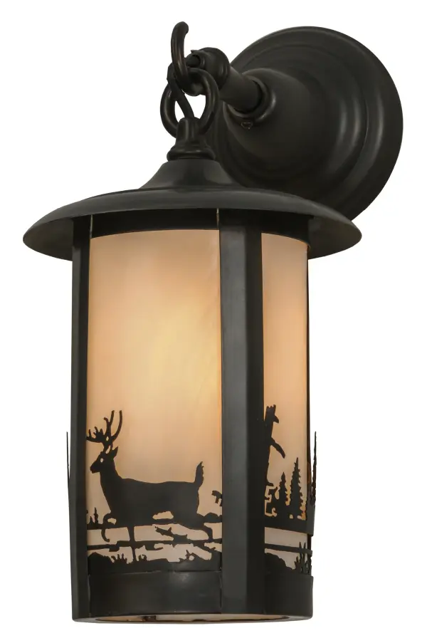 Handcrafted from Solid Brass with alluring beauty. This stunning Craftsman Signature lantern features a White Art Glass diffuser enhanced with a graceful Deer design in a Craftsman Brown finish. The wall sconce is perfect for illuminating indoor and outdoor areas in fine homes; hotels; restaurants; and other residential and commercial spaces. The Fulton Deer Creek Pendant is included in our American-made; American-designed; handcrafted Craftsman Signature Series; manufactured in Yorkville; New York. UL and cUL listed for dry; damp and wet locations. Our Build Your Own Craftsman Signature Series features unlimited combinations of styles. The collection is called Build Your Own because it is fully configurable and customizable from size and design to finish and lens color. Choose from any of the multitude of style options; or send us your own concept today! Call today to learn how to use the configuration tool available on our website for an instant item number!