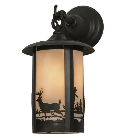 Handcrafted from Solid Brass with alluring beauty. This stunning Craftsman Signature lantern features a White Art Glass diffuser enhanced with a graceful Deer design in a Craftsman Brown finish. The wall sconce is perfect for illuminating indoor and outdoor areas in fine homes; hotels; restaurants; and other residential and commercial spaces. The Fulton Deer Creek Pendant is included in our American-made; American-designed; handcrafted Craftsman Signature Series; manufactured in Yorkville; New York. UL and cUL listed for dry; damp and wet locations. Our Build Your Own Craftsman Signature Series features unlimited combinations of styles. The collection is called Build Your Own because it is fully configurable and customizable from size and design to finish and lens color. Choose from any of the multitude of style options; or send us your own concept today! Call today to learn how to use the configuration tool available on our website for an instant item number! - alternate view