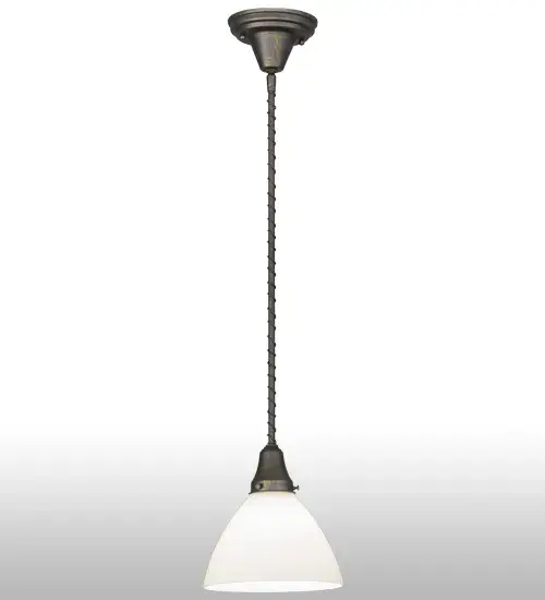 Always on trend; the transitional pendant aligns well with any interior decor; whether it is residential or commercial. White Opal glass is complemented nicely with hardware and a spiral accented architectural support featured in a French Bronze finish. The fixture provides optimal illumination over a counter; bar; island or table. Handcrafted by highly skilled artisans in our 180;000 square foot manufacturing facility in Yorkville; New York. Lens colors; metal finishes and sizes can be customized to meet your needs. UL and cUL listed for damp and dry locations. - alternate view
