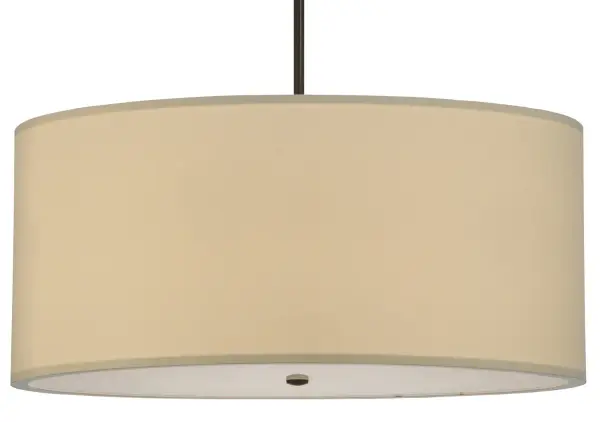 An architecturally styled drum pendant for an elegant transitional look. The shade is designed with Eggshell Fabric, a Statuario Idalight bottom diffuser and hardware finished in Timeless Bronze. Perfect for a foyer, lobby, dining room or conference room. Handcrafted by Meyda artisans in our manufacturing facility in the USA. Custom sizes, styles and colors. Energy efficient lamping options. UL and cUL listed for damp and dry locations. Collection: Cilindro Finish: Timeless Bronze Glass: Egshell Textrene Width: 36.00" Height: 18.00" Length: 36.00" Weight: 26.00 lb Number of Bulbs: 6 Maximum Wattage: 60.00 W Bulb Type: A19 Bulb Base: E26 Material: Steel Country of Origin: USA Safety Listing: Damp Safety Rating: Damp