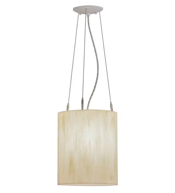 Designed with a stunning, cylindrical profile that fits into a wide range of interior decor, this pendant defines a distinctive sophisticated aesthetic. The handpainted Ivory Linen Idalight shade is complemented with a Crystal Idalight bottom diffuser and White finished hardware. The pendant illuminates with a customer-supplied PAR30 LED lamp. Handcrafted in the USA, this fixture is available in custom colors, styles and sizes, as well as dimmable energy efficient lamping options. The pendant is UL and cUL listed for damp and dry locations Collection: Cilindro Finish: White Glass: Ivory Linen Idalight Width: 10.00" Height: 15.00" Length: 10.00" Weight: 4.50 lb Number of Bulbs: 1 Maximum Wattage: 60.00 W Bulb Type: PAR30 Bulb Base: E26 Material: Steel Country of Origin: USA Safety Listing: Damp Safety Rating: Damp