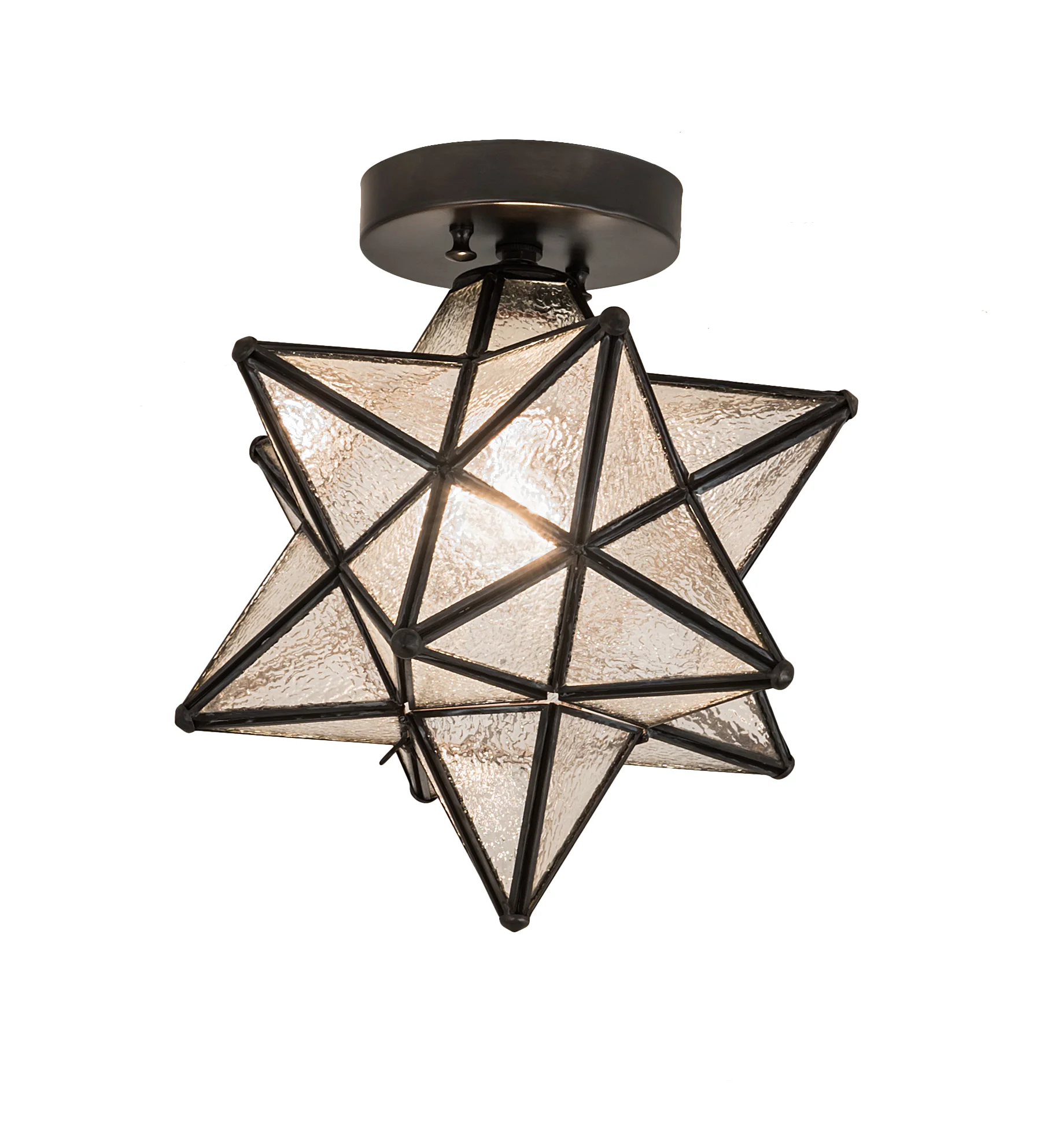 12"W Moravian Star Clear Seedy Flushmount
