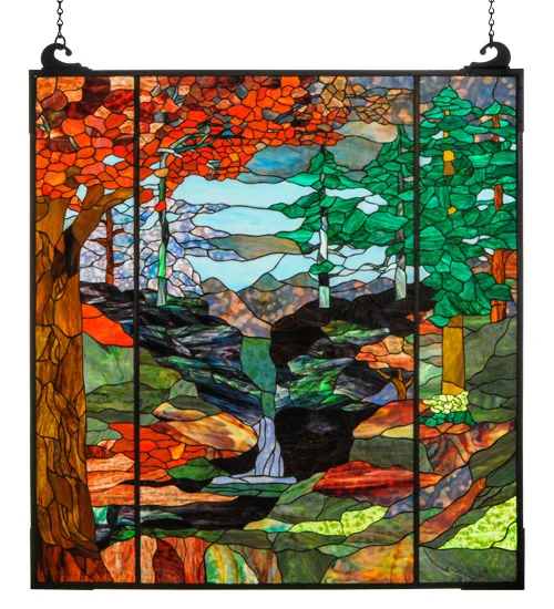 47"W X 76"H Tiffany River of Life Stained Glass Window