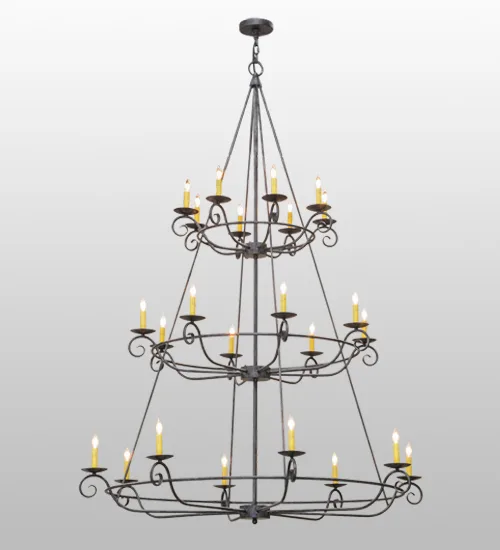 60"W Estrella 24 LT Three Tier Chandelier