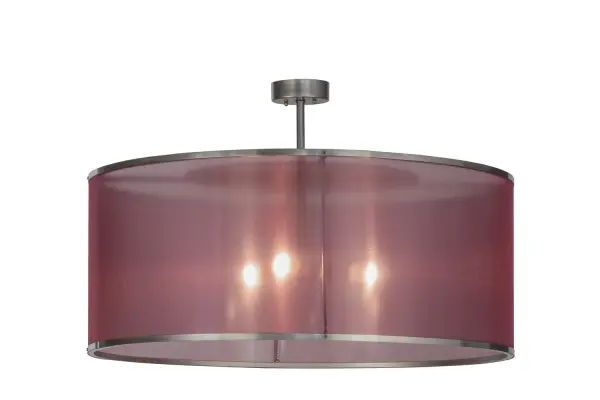 Designed with a stunning, rotund profile that fits into fine residential and commercial settings, this stunning pendant defines a distinctive sophisticated aesthetic. The Aubergine TextraLite reveals three medium base luminaires which is complemented with a Smoke colored top diffuser and Nickel powdercoat finished frame and hardware. Handcrafted in the USA, this fixture is available in custom colors, styles and sizes, as well as dimmable energy efficient lamping options such as LED. The pendant is UL and cUL listed for damp and dry locations. Collection: Cilindro Finish: Nickel Glass: Aubergine Textralite Width: 36.00" Height: 17.00" Length: 36.00" Weight: 16.00 lb Number of Bulbs: 3 Maximum Wattage: 60.00 W Bulb Type: A19 Bulb Base: E26 Material: Steel Country of Origin: USA Safety Listing: Damp Safety Rating: Damp