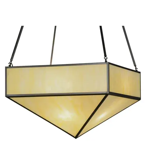 Created from Solid Brass; simplicity of form and clean lines are inspired by Mission movement craftsmen who resisted embellishment and ornamental design. True forms are articulated with the warmth of Creme Carrare Idalight and Craftsman Brown finish. Handmade in our Yorkville; NY manufacturing facility. - alternate view