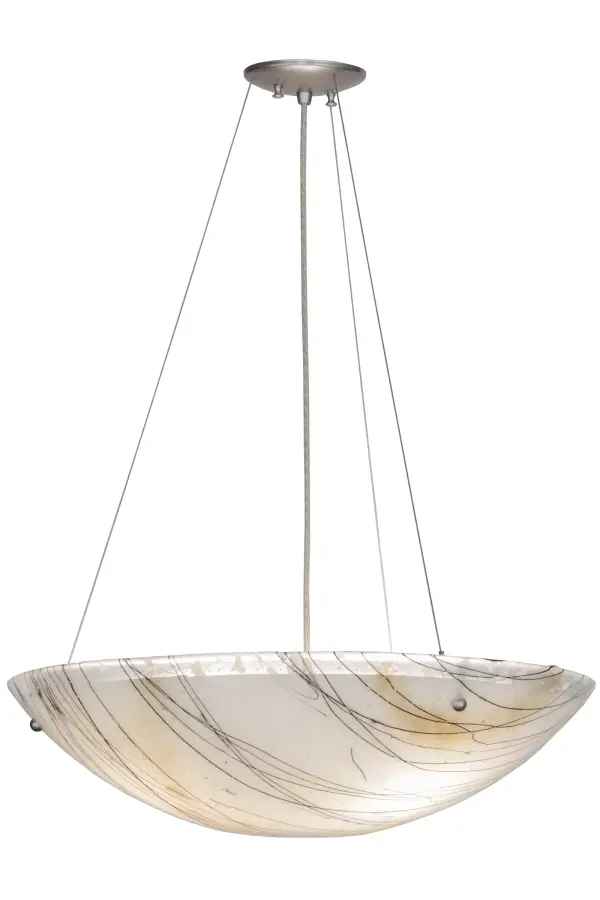A breathtaking fused glass design for a unique multi-dimensional look. Italian for small branches or twigs, Ramoscelli defines American craftsmanship fused with European artistry in Purple Iridescent Frit and Black on White Iridescent and Clear glass. Stylistically dynamic, an energetic gesture of abstract and expressionism illuminate in an art glass centerpiece embraced by contemporary Brushed Nickel finished cable and hardware. Handcrafted in 180,000 square foot manufacturing facility in Yorkville, NY. Available in custom sizes, finishes, and styles. Dimmable energy efficient lamping options are offered. UL and cUL listed for dry and damp locations. Collection: Metro Fusion Finish: Nickel Glass: White Iridescent & Clear Width: 24.00" Height: 9.50" Length: 24.00" Weight: 21.00 lb Number of Bulbs: 3 Maximum Wattage: 60.00 W Bulb Type: A19 Bulb Base: E26 Material: Metal Or Polyresin Country of Origin: USA Safety Listing: Damp Safety Rating: Damp
